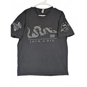 American Apparel Join Or Die Snake Graphic T-Shirt Mens Large Warrior XII